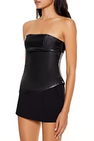 Faux Leather Asymmetrical Tube Top