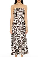 Zebra Print Satin Maxi Dress