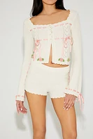 Betsey Johnson Rosette Cardigan Sweater