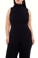 Plus Sweater-Knit Turtleneck Crop Top