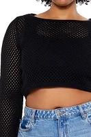 Plus Netted Cropped Sweater