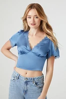 Eyelash Lace-Trim Crop Top