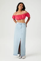 Chiffon Off-the-Shoulder Crop Top