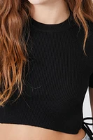 Sweater-Knit Cutout Cropped Tee