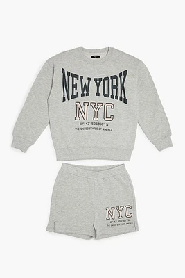 Girls New York Pullover & Shorts Set (Kids)