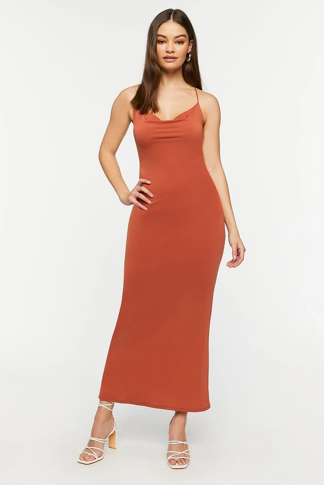 Cowl Neck Crisscross Maxi Dress