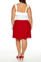 Plus Mesh Bow Mini Skirt