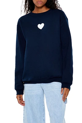 Heart Graphic Fleece Pullover