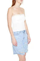 Cropped Lace-Trim Tube Top