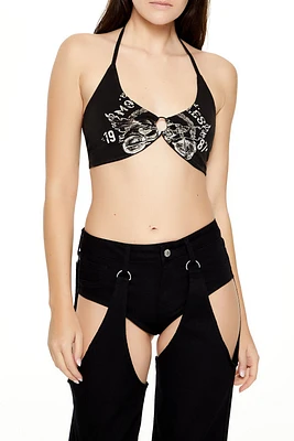 Motorcycle O-Ring Halter Crop Top