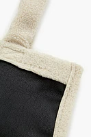 Faux Shearling-Trim Tote Bag