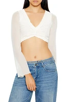 Plunging Ruffle-Trim Crop Top