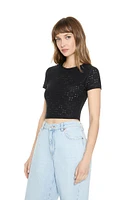 Cropped Eyelet Tee