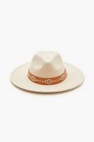 Studded Faux Leather-Trim Fedora