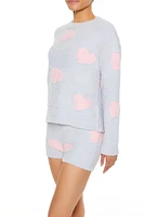 Heart Print Pajama Sweater