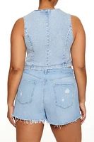 Plus Denim Button-Up Vest