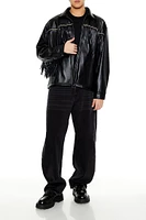 Studded Faux Leather Fringe Jacket
