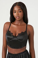 Lace-Trim Satin Underwire Bra