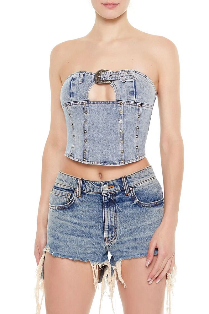 Cutout Denim Tube Top