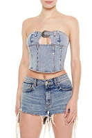 Cutout Denim Tube Top