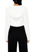 Plunging Hooded Cropped Blazer