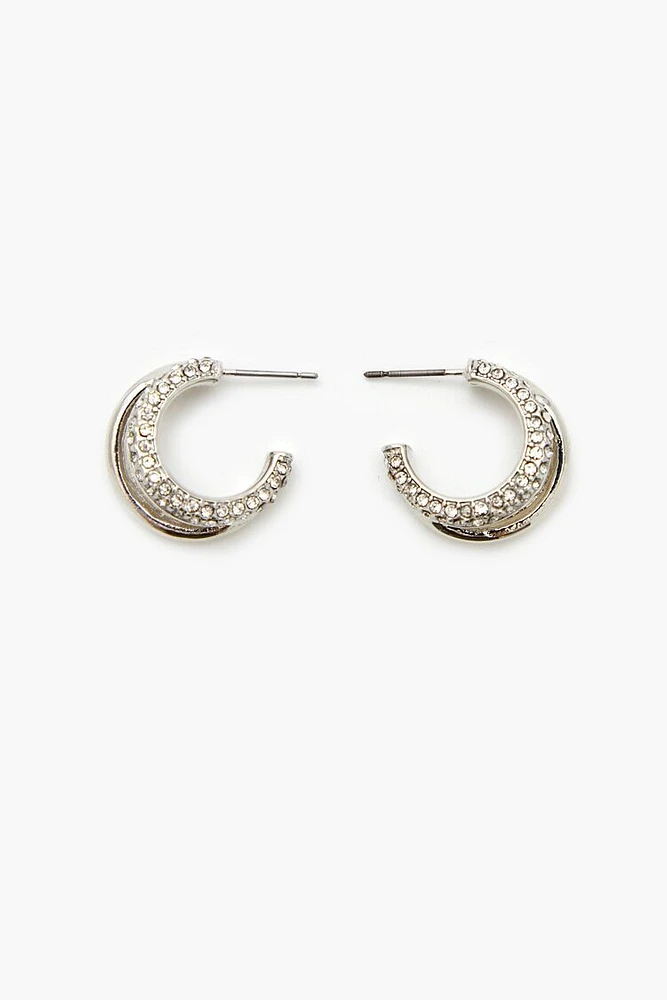 Rhinestone Dual-Hoop Earrings