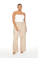 Plus Twill Wide-Leg Cargo Pants