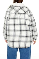 Plus Faux Shearling Plaid Shacket