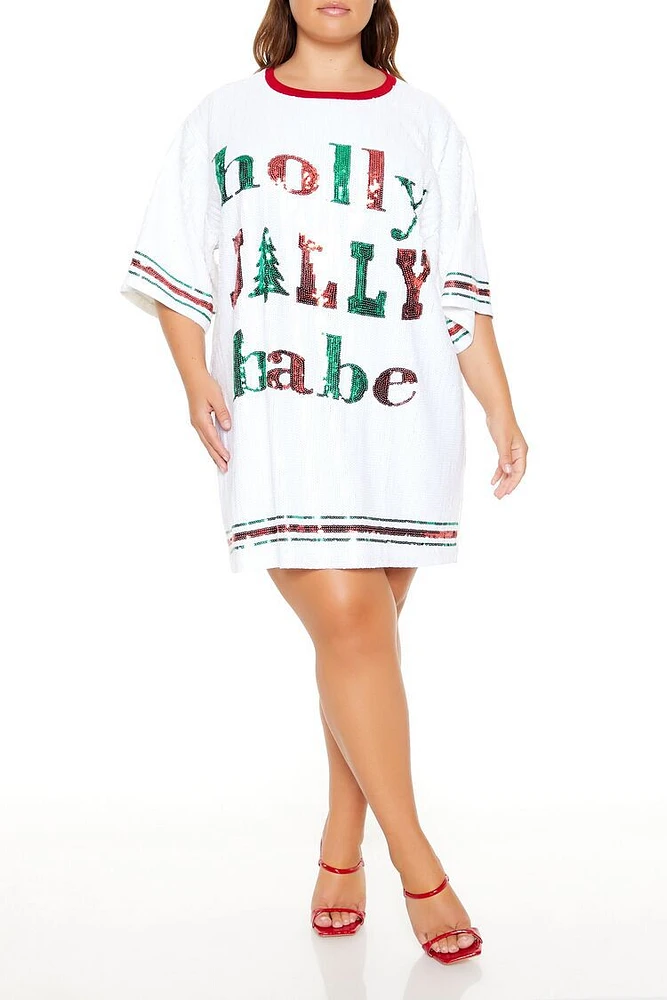 Plus Sequin Jolly Babe T-Shirt Dress