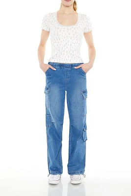 Drawstring Denim Cargo Joggers