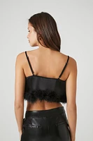 Fur-Trim Cropped Cami