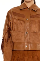 Fringe Faux Suede & Leather Shacket