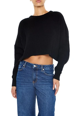 Cropped Rib-Knit Sweater