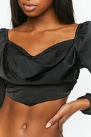 Draped Satin Crop Top