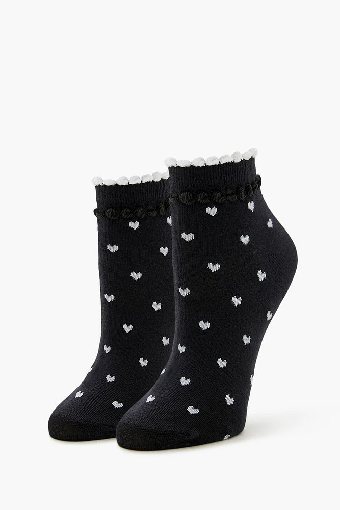 Scalloped Heart Print Ankle Socks