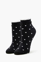 Scalloped Heart Print Ankle Socks