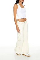 Twill Wide-Leg Cargo Pants