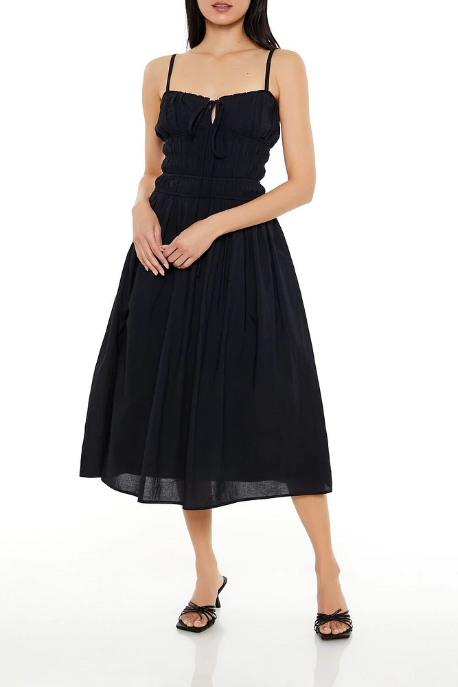 Shirred Sweetheart Midi Dress