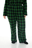 Plus Plaid Shirt & Pants Pajama Set