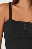 Ribbed Half-Button Cropped Cami