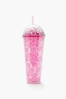 Hello Kitty Glitter Tumbler & Straw Set