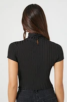 Ribbed Mock Neck Crop Top
