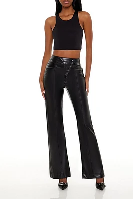 Faux Leather High-Rise Straight Pants