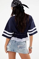 Denim Embroidered Wing Mini Skirt