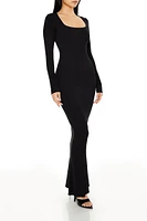 Ribbed Knit Square-Neck Maxi Dress