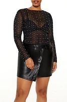 Plus Mesh Rhinestone Top