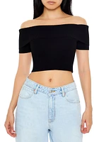 Sweater-Knit Off-the-Shoulder Crop Top