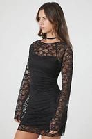 Lace Bell-Sleeve Mini Dress