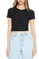 Cropped Eyelet Tee