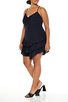 Plus Tiered Cutout Mini Dress